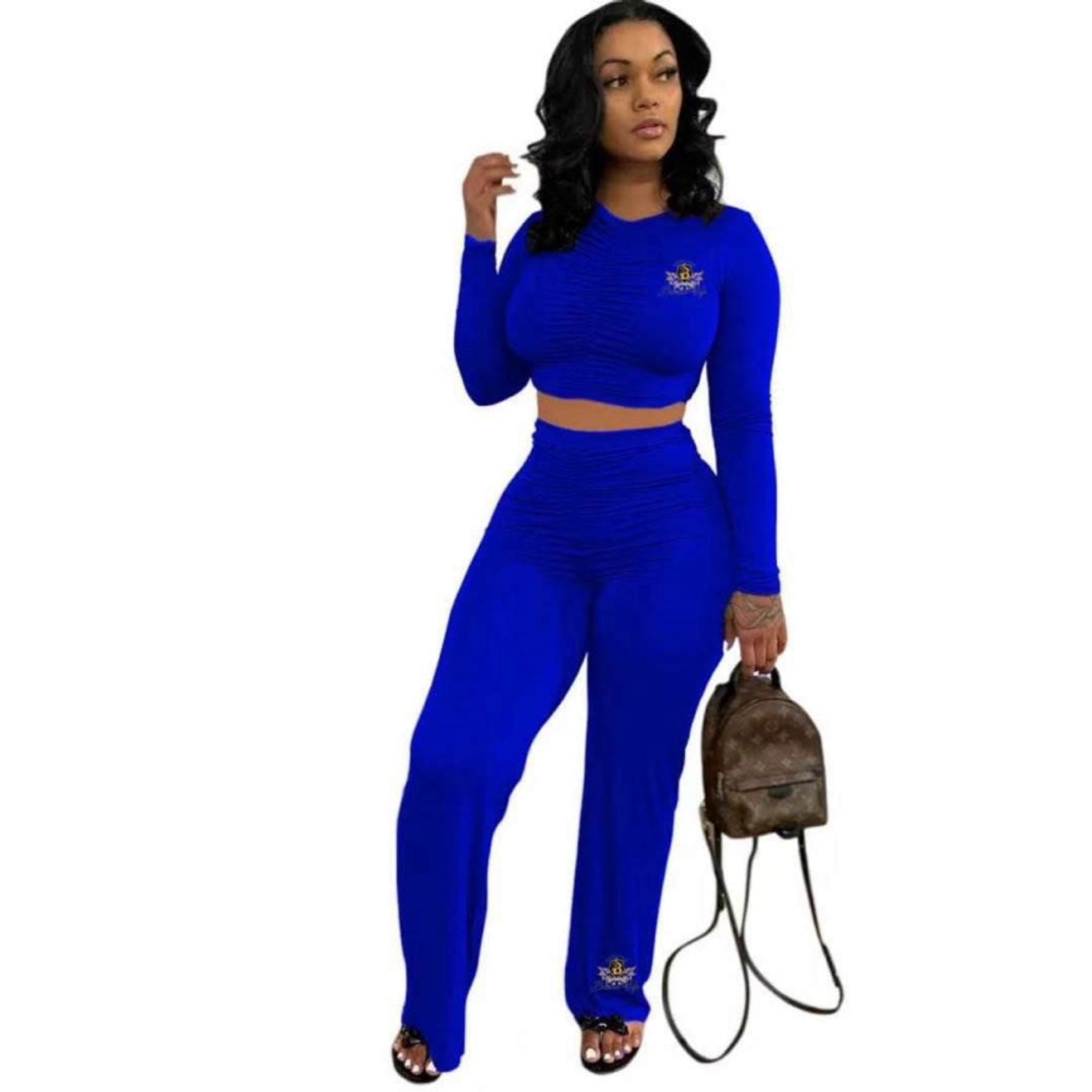 Boujee Blue Elegance: Two-Piece Casual Chic Set